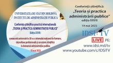 19.05.2023, 10:00 | Conferință științifică - Teoria și practica administrării publice, ediția XXVII
